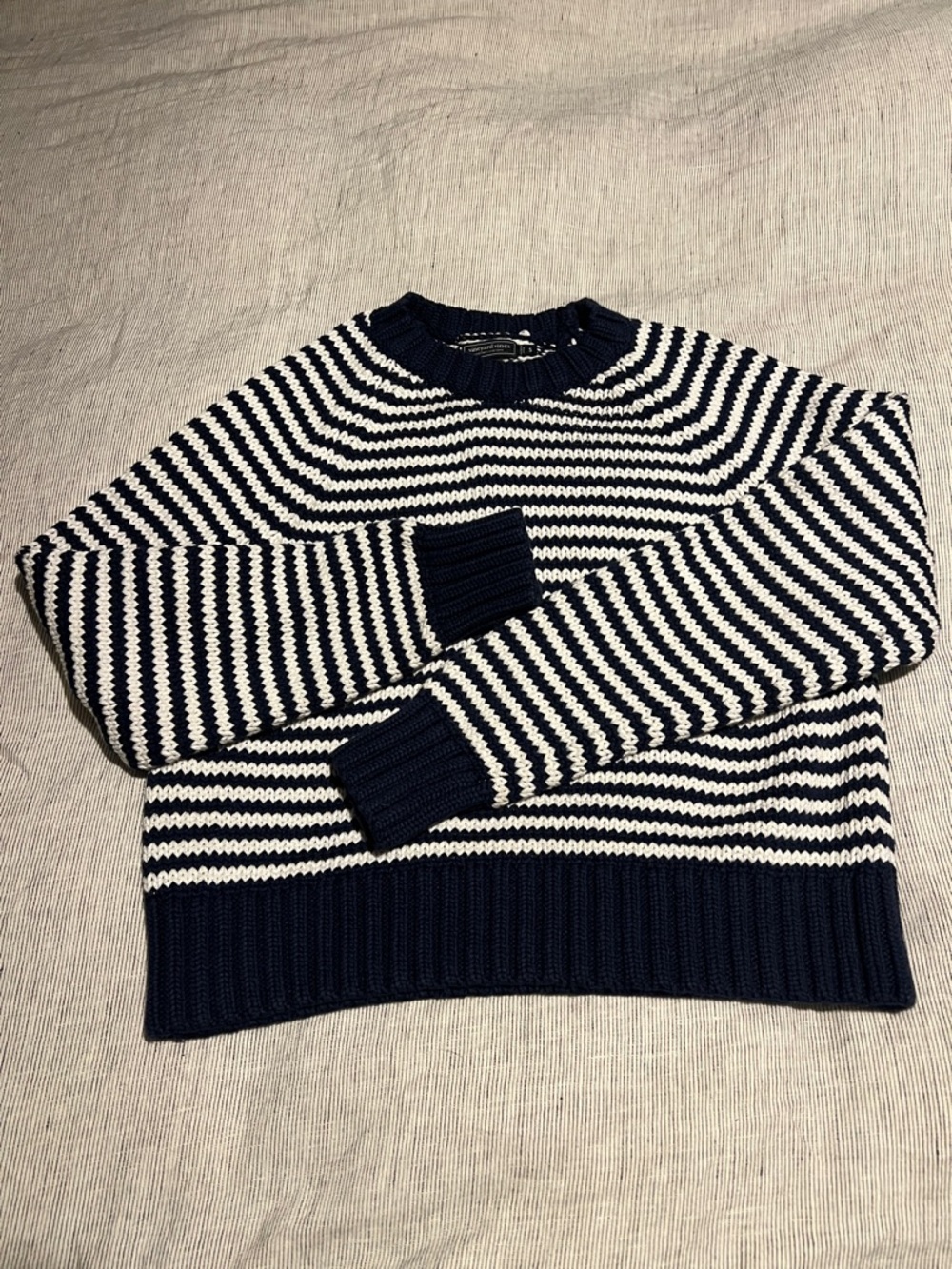 Vineyard Vines Navy and White Striped Crew Neck Sweater